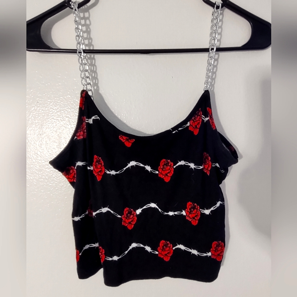 Barbed wire roses crop top with chain straps